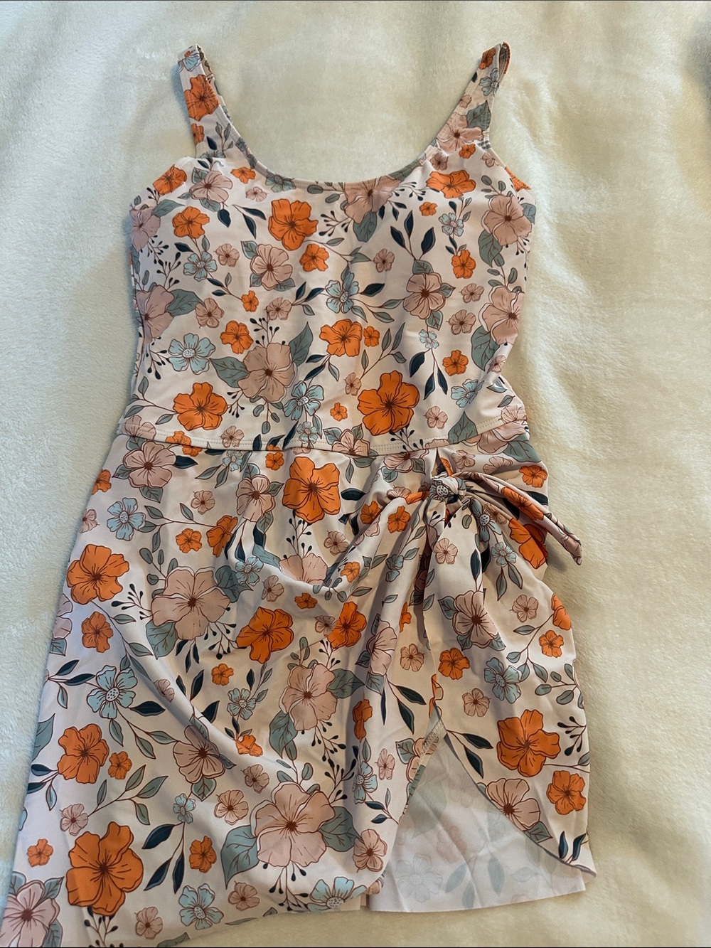Floral Pink and Orange One-Piece swimsuit NWOT